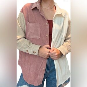 cream and mauve shacket